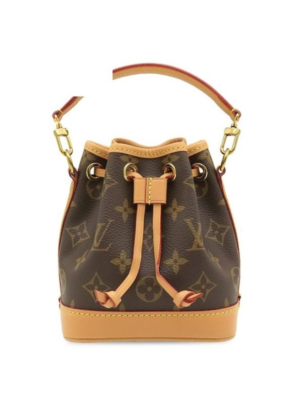 Louis Vuitton 2-Way Nano Noe Monogram Canvas Gold Shoulder Bag Brown